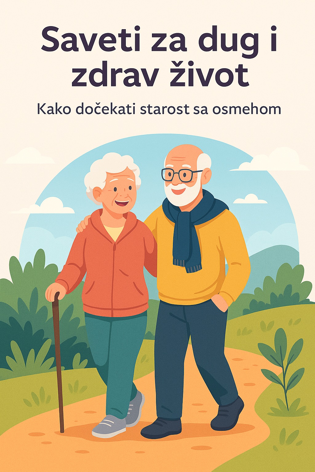 Stariji par šeta prirodom i uživa u zdravom načinu života